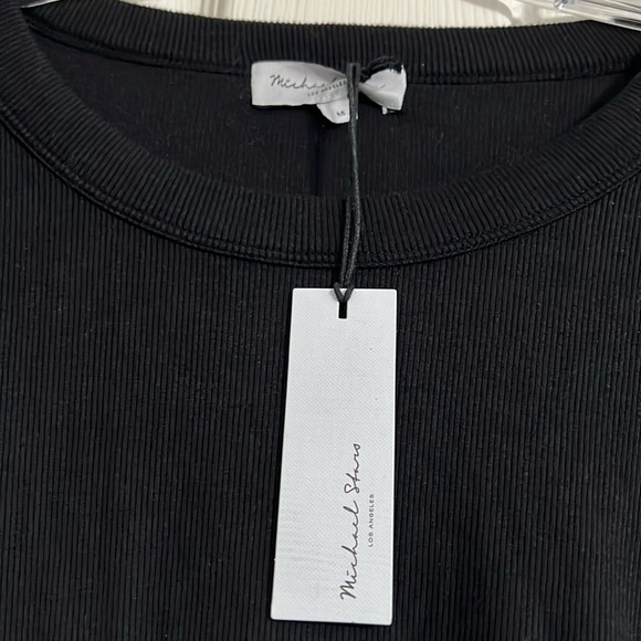 Michael Stars Christina Ribbed Knit Mid Length Sleeve Midi Dress Black Size M - Picture 5 of 11